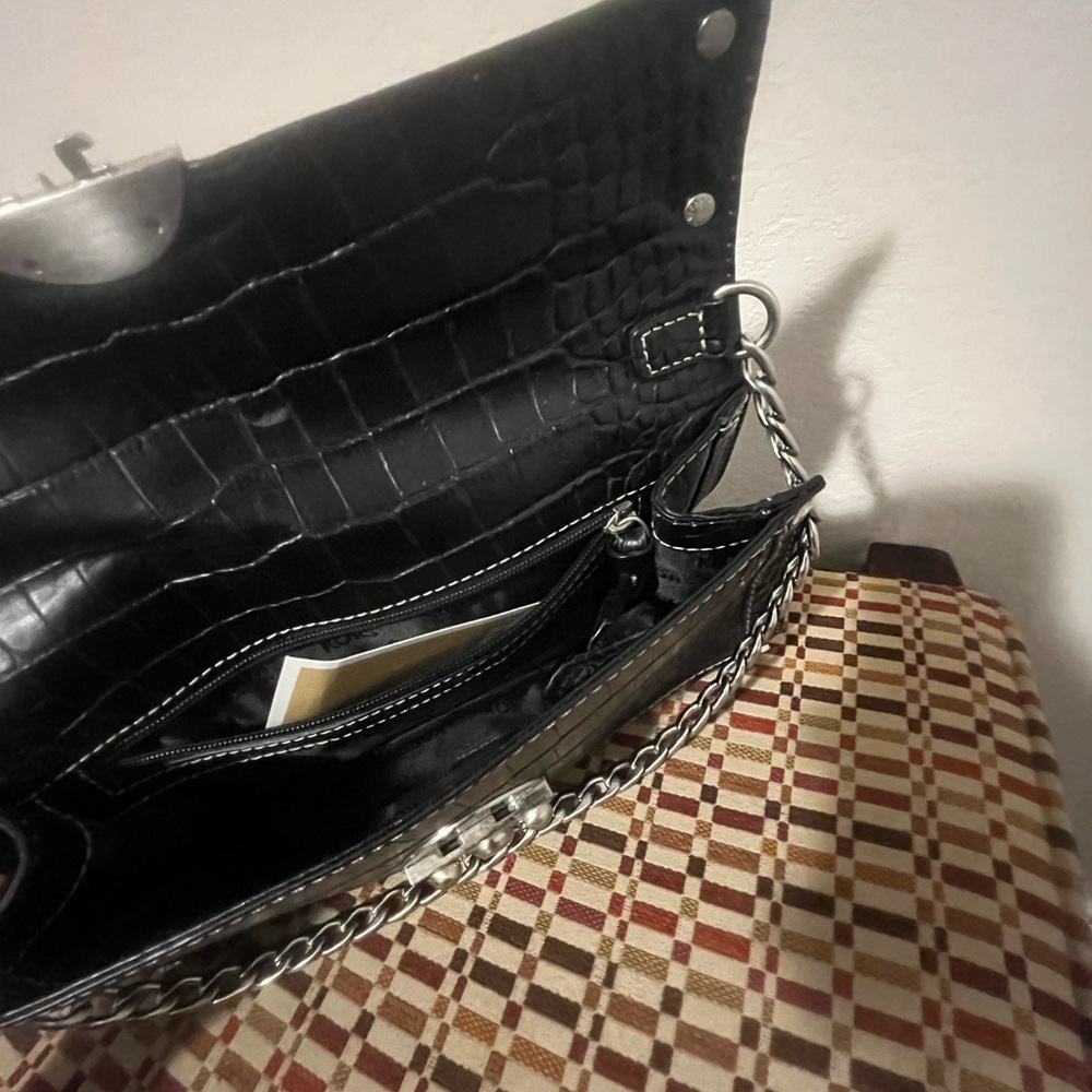 Michael Kors Black Crocodile-Embossed Satchel - Picture 3 of 5